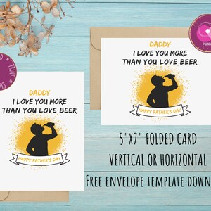 Vaderdag bierkaart, grappige vaderdagkaart, kaart alcohol papa, cadeau voor papa, verticale horizontale kaart 5 x 7 inch, envelopsjabloon inbegrepen