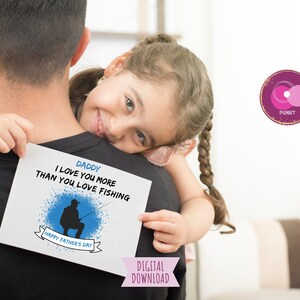 Vaderdagkaart, grappige Vaderdagkaart, Fishing Daddy Card, Dad Fishing Love Card, verticale horizontale 5"X7" kaart, envelop inbegrepen