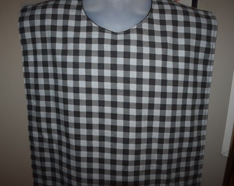Adult Bibs - Black and Gray Gingham