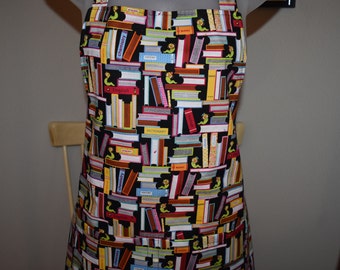 petite adult or teen aprons with pockets, bookworms