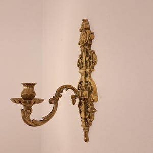 Vintage Ornate Wall Candle Holder – Heavy Cast Metal Sconce – Baroque Style – Single Wall Candlestick