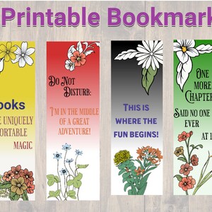 4 Printable Bookmarks, ,Handmade Bookmarks, Teacher Bookmark, Reader Accessory.