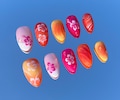 Tropical Hibiscus Press On Nails | Summer Beach Vacation Nails | Pink Orange Floral Aura Nails product logo