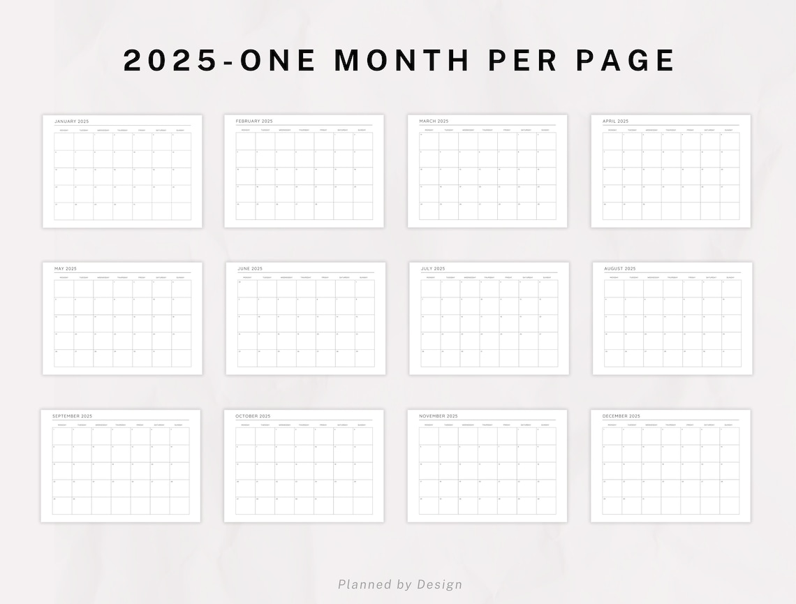 2024 & 2025 Monthly Calendars, Printable Calendars, One Month per Page ...