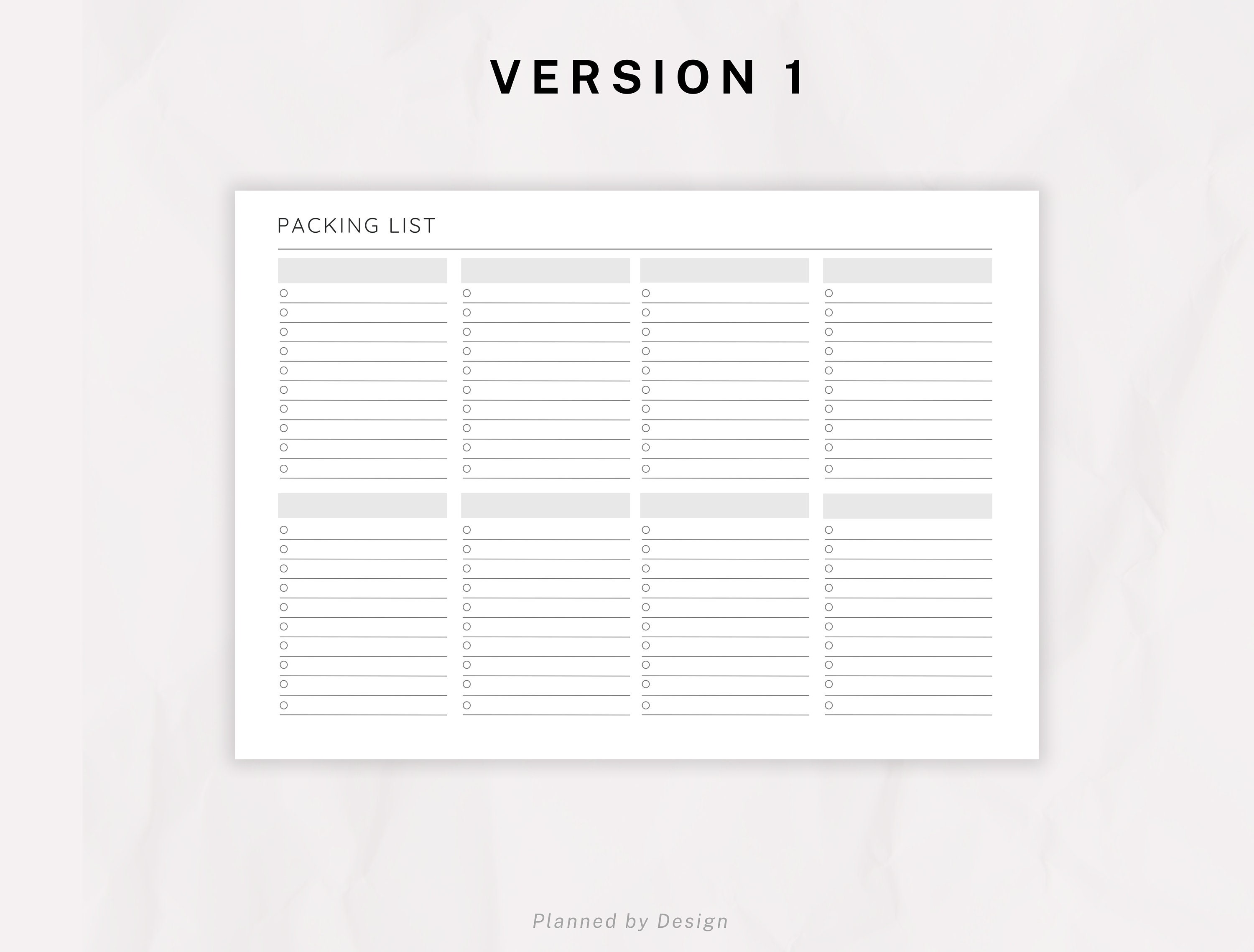 Blank Packing List, Printable, Travel Packing List, Moving Packing List ...