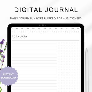 DIGITALES tägliches Journal, tägliches Notizbuch, digitales Journal, undatiertes Journal, PDF mit Hyperlink, Planer, Goodnotes-Planer, tägliche Journalvorlage