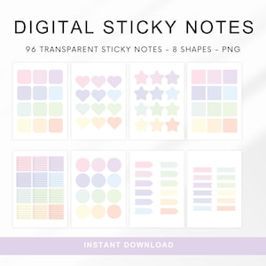 DIGITAL Sticky Notes, Transparent Digital Stickers, Digital Planner Stickers, Goodnotes Stickers, PNG Digital Stickers, iPad Stickers
