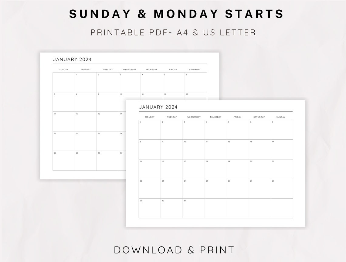 2024 & 2025 Monthly Calendars, Printable Calendars, One Month per Page ...