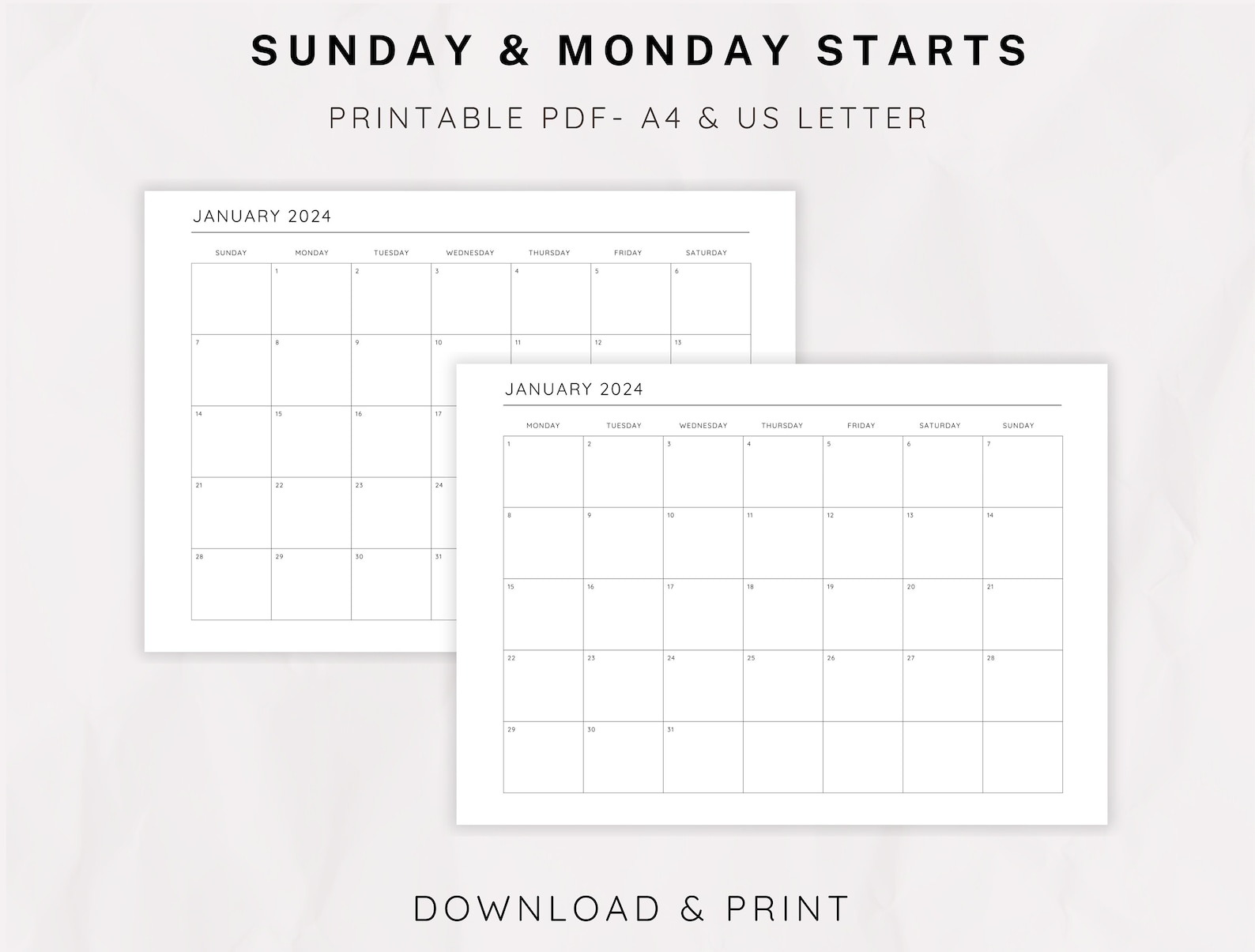 2024 &amp; 2025 Monthly Calendars, Printable Calendars, One Month per Page ...
