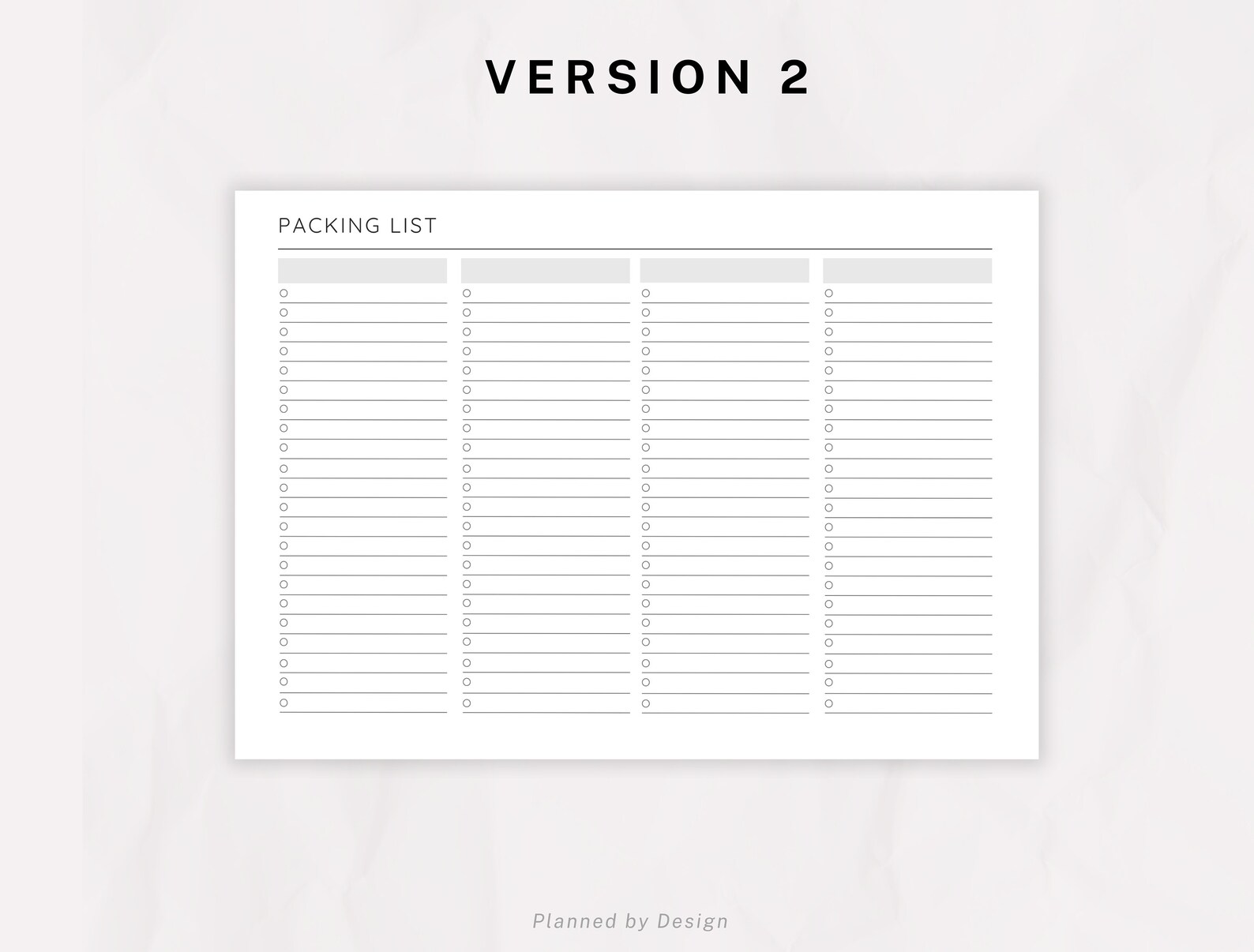 Blank packing list printable travel packing list moving packing list