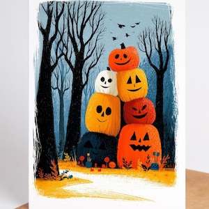 Folk art Halloween greeting card