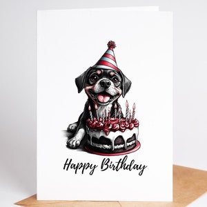 Adorable carte d'anniversaire Rottweiler - Intérieur vierge sur papier cartonné premium, enveloppe incluse