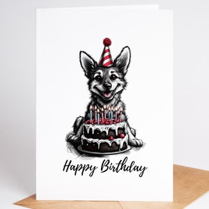 Adorable carte d'anniversaire de berger allemand – intérieur vierge sur du papier cartonné premium