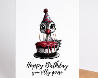 Silly Goose Birthday Card: Humorous Animal Pun - Blank Inside