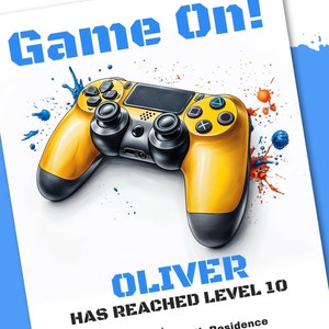 Gamer Videospiel-Geburtstagseinladung | Bearbeitbar Level Up Party einladen | Gaming Birthday Template für Canva