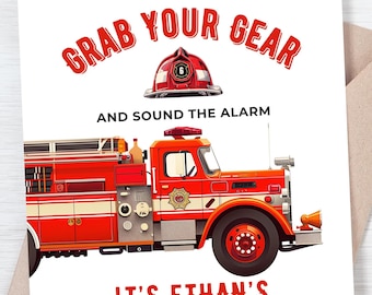 Firetruck Birthday Invitation: Editable Fireman Party Theme (Digital Download)