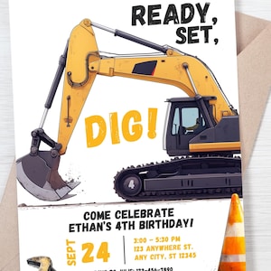 Construction Truck Birthday Invitation: Digger Theme (Digital Download)