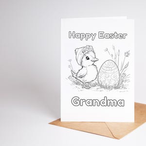 de Pâques personnalisée à colorier | Poussin dans un bonnet de Pâques | Cadeau panier de Pâques personnalisé | Carte d'activités des Fêtes pour enfants