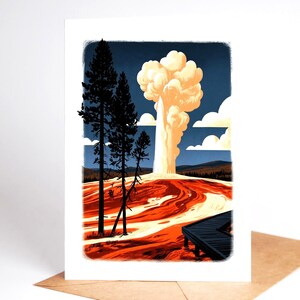 National park folk art greeting card set, ten linocut-style park designs