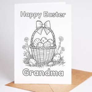 de Pâques personnalisée à colorier | Carte de Joyeuses Pâques personnalisée pour maman, grand-mère, enseignante | Activité de Pâques pour les enfants