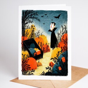 Folk art Halloween greeting card