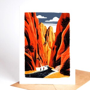 National park folk art greeting card set, ten linocut-style park designs