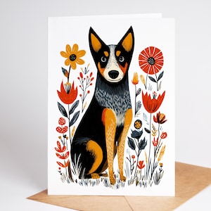 Blue Heeler Folk Art Note Cards: Australian Cattle Dog Stationery Set