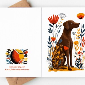 Chocolate Lab Birthday Cards Set of 10 | Dog Birthday Card | Brown Labrador Greeting Cards | Lab Mom Dad Gift | Folk Art image 3