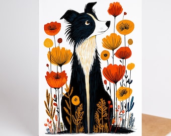 Border Collie Birthday Cards Set of 10 | Dog Birthday Card | Border Collie Greeting Cards | Dog Mom Gift | Folk Art
