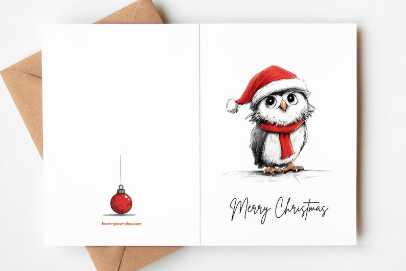 Owl Christmas Cards Set of 10 | Cute Holiday Greeting Card Pack ...