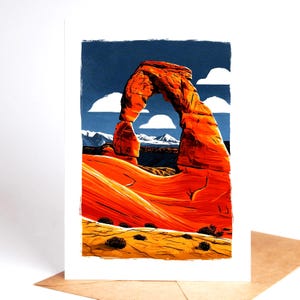 National park folk art greeting card set, ten linocut-style park designs