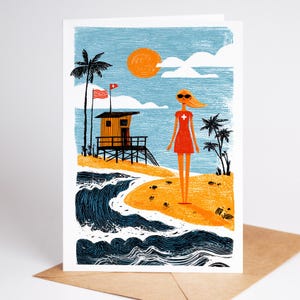 Set de tarjetas de felicitación playeras: Tarjetas costeras con sobres, 10 diseños únicos