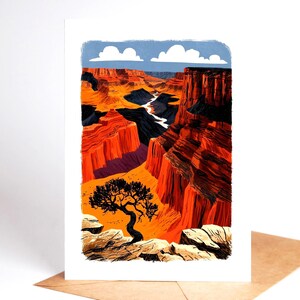 National park folk art greeting card set, ten linocut-style park designs