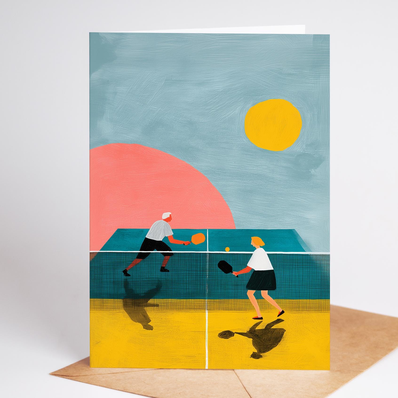 Artistic Pickleball Greeting Card: Modern Paddle Sports Note Card