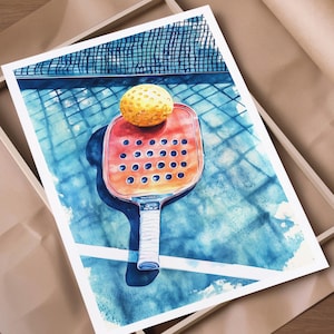 Limited Edition Pickleball Paddle Watercolor Art Print: Sports Decor