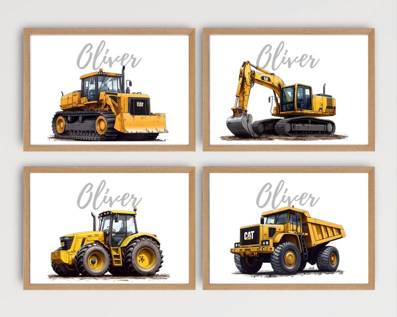 Bulldozer Wall Art for Boys Room | Printable Construction Truck Decor ...