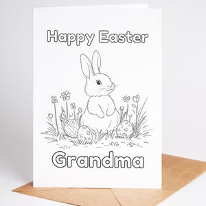 Carte de coloriage modifiable de lapin de Pâques | Carte de Pâques personnalisée pour enfants | Prénom personnalisé à imprimer | Cadeau de Pâques bricolage | Téléchargement instantané