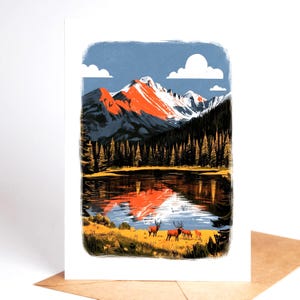 National park folk art greeting card set, ten linocut-style park designs