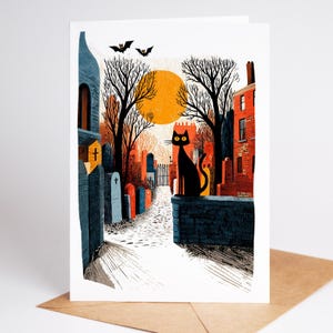 Folk art Halloween greeting card