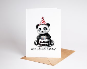 Panda Birthday Card | Have a Pandastic Birthday Card | Cute Animal-Themed Birthday Card for Kids | Funny Panda Greeting Card