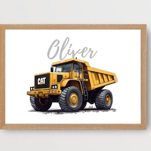 Personalized Dump Truck Print: Construction Nursery Decor (11x8.5 inches)