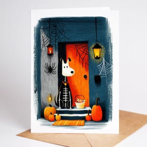 Folk art Halloween greeting card