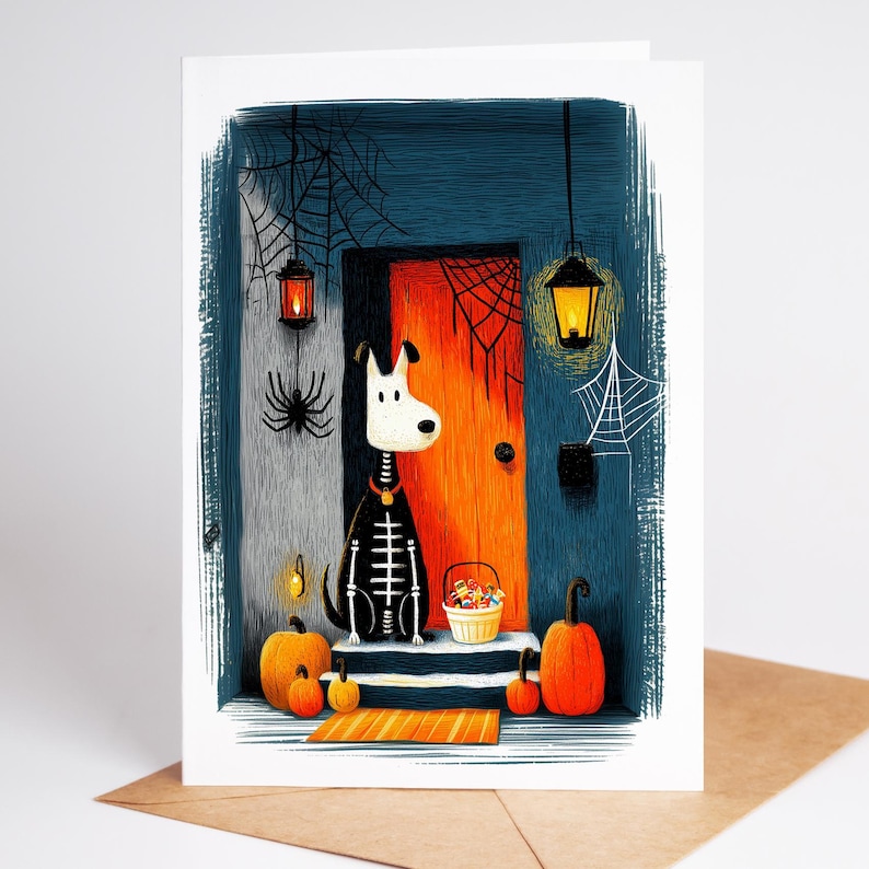 Folk art Halloween greeting card