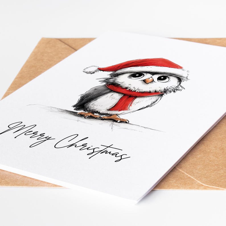 Owl Christmas Cards Set of 10 | Cute Holiday Greeting Card Pack ...