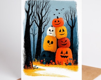 Halloween Greeting Cards Set of 10 | Spooky Cute Halloween Note Cards with Envelopes | Blank Inside | 4.25 x 5.5 Fall Stationery