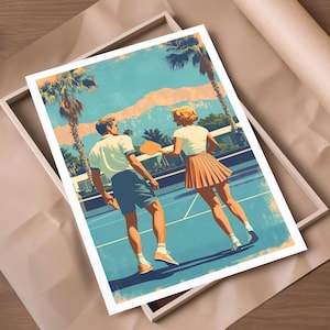 Retro Pickleball Art Print: 1950s Style, Limited Edition (11x17)