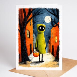 Folk art Halloween greeting card