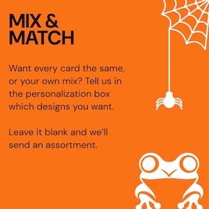 Mix and match Halloween greeting cards, choose your designs and quantities in the personalization box