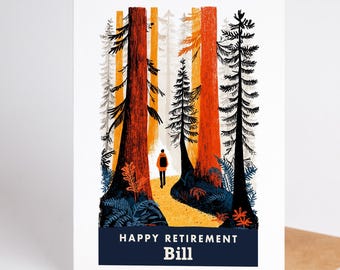 Retirement Card, Personalized Happy Retirement Card with Custom Name, Hiking Retirement Gift for Him or Her, Blank Inside