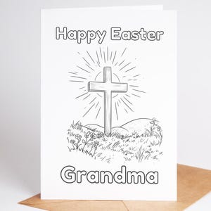 de Pâques personnalisée à colorier | Cadeau religieux de Pâques pour enfants | Activité chrétienne de Pâques | Carte de visite personnalisée